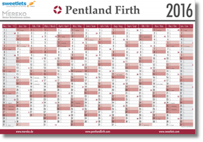 Plakatkalender 2015 mit 14 Monaten, Zusatzmonate grau unterlegt